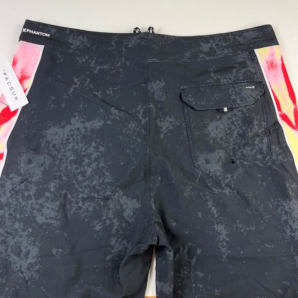 Hurley Mens Phantom Board Shorts Swim Black Gray Tie Dye Drawstring 32 New - Picture 4 of 12